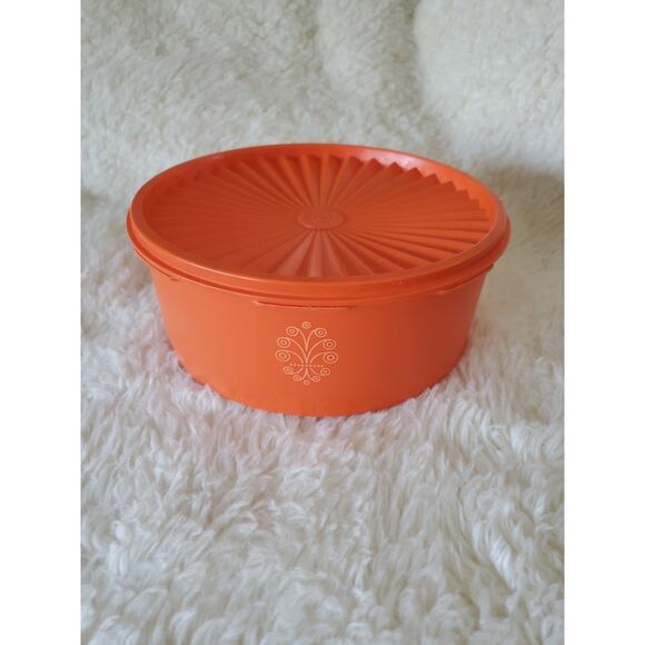 Vintage Tupperware Orange Servlier Canister 1204-8 W/Lid - Picture 1 of 6